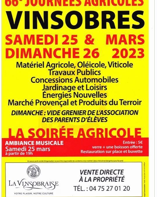 VINSOBRES : 66e Journées Agricoles